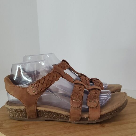 Aetrex Reese Adjustable Gladiator Sandal Cognac Brown Women's Size 8.5 - Picture 1 of 11